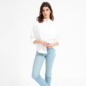 Everlane The Linen Oversized Collarless Shirt sz Large TP3